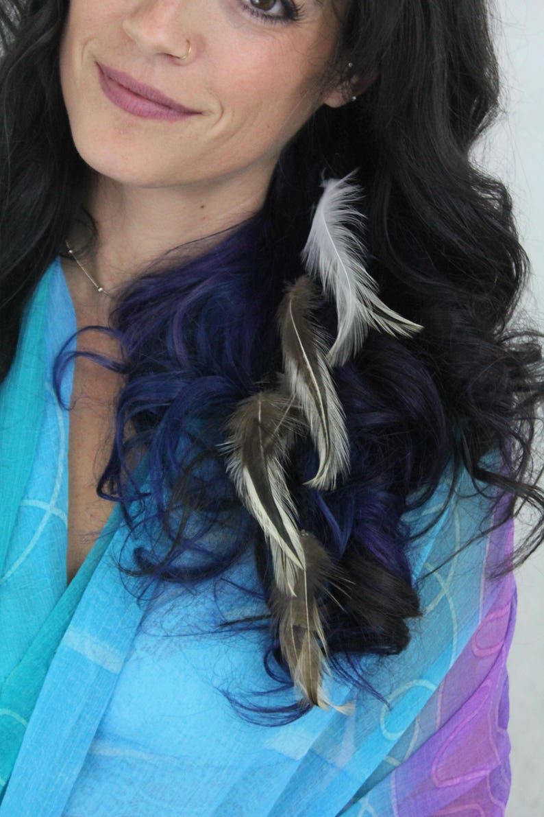 Feather Hair Extension Clip In Weft Natural Rooster Feather Etsy