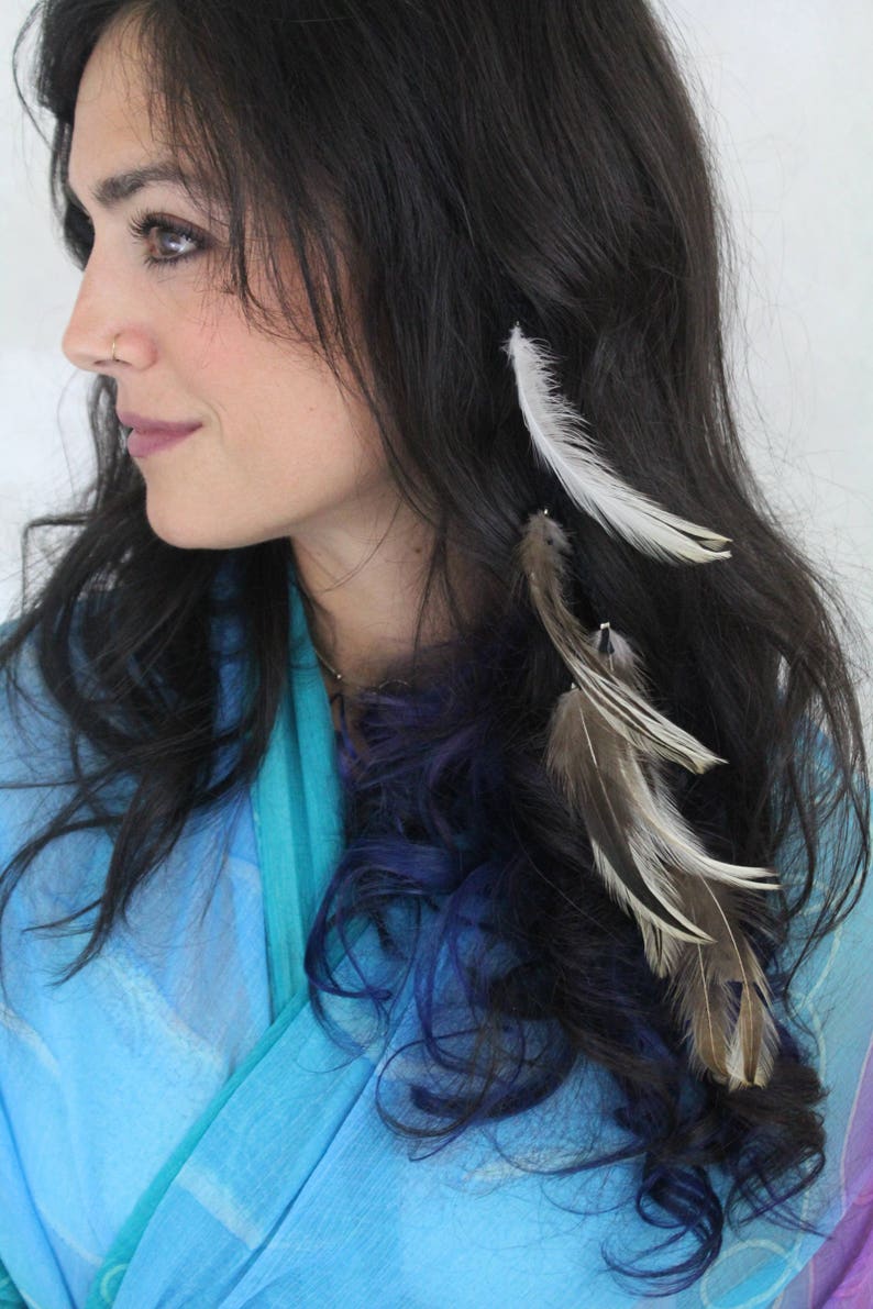 Feather Hair Extension Clip In Weft Natural Rooster Feather Etsy