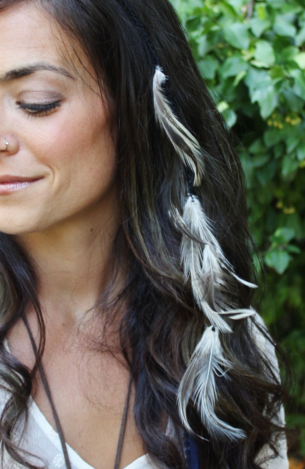 Feather Hair Extension Clip In Weft Natural Rooster Feather Etsy