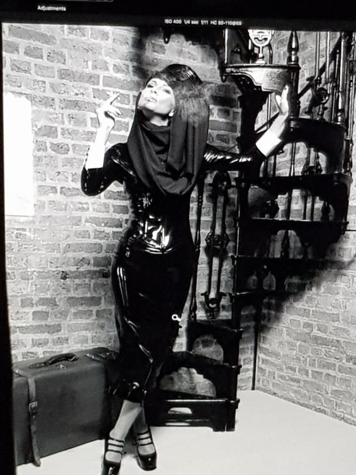 Latex Hat With Chiffon Drape Etsy