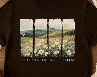 Shirt vriendelijkheid is belangrijk | Op de natuur geïnspireerd T-shirt met print | Top met bloemen en positieve berichten voor dames en heren | T-shirt motiverende vriendelijkheid