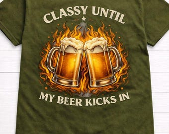 Shirt stijlvol tot mijn bier er in zit | Grappig drinkshirt | Grafisch T-shirt bierliefhebber | Feesthumor cadeau, uniseks