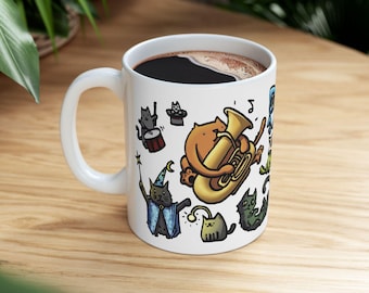 Funky Cats Hand Inked Ceramic Mug