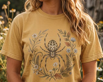 Herbstliches Radnetzspinnen-Shirt | Vintage-Illustration einer marmorierten Kürbisspinne aus der Naturgeschichte