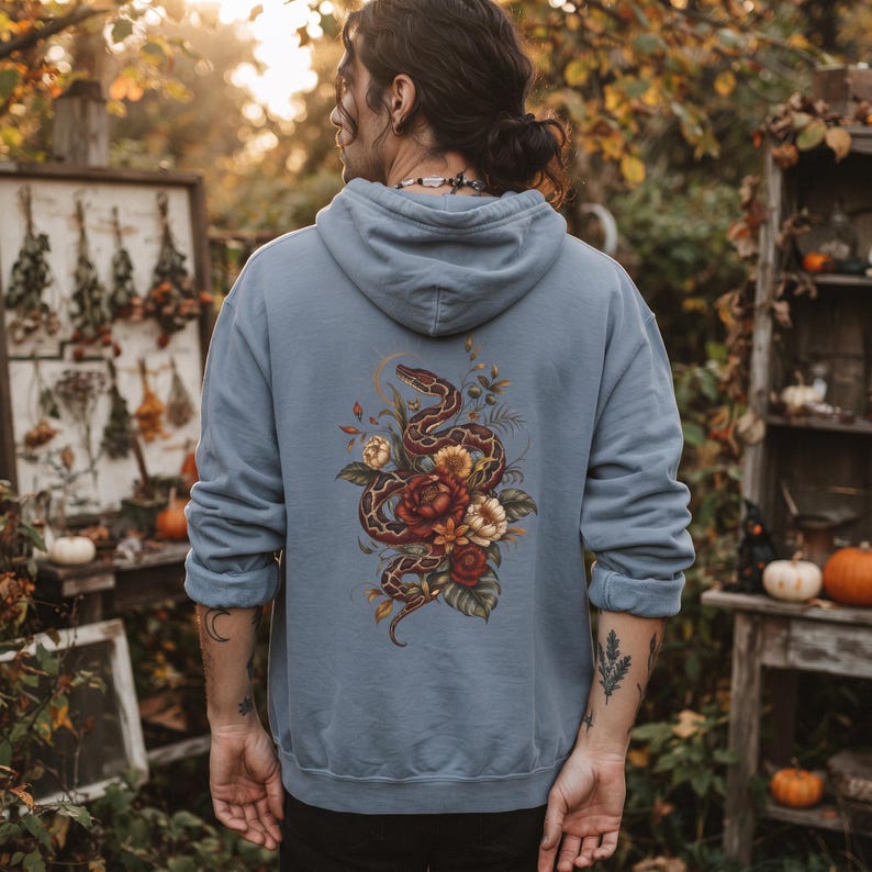Blutpython-Hoodie | Halloween-Kreaturen-Hoodie 2026 in Komfortfarben Blue Jean