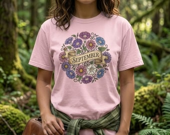 September Birth Flower Shirt | Botanical Morning Glory Mother's Day Comfort Colors Tee