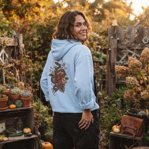 Blutpython-Hoodie | Halloween-Kreaturen-Hoodie 2026 in Komfortfarben Hydrangea