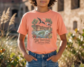 Camiseta infantil Dry Tortugas / Camiseta Junior Explorer Vintage de Tortugas Marinas y Vida Silvestre