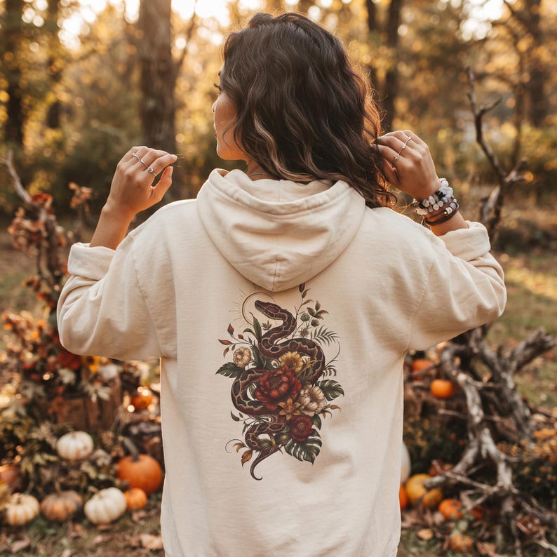 Blutpython-Hoodie | Halloween-Kreaturen-Hoodie 2026 in Komfortfarben Ivory