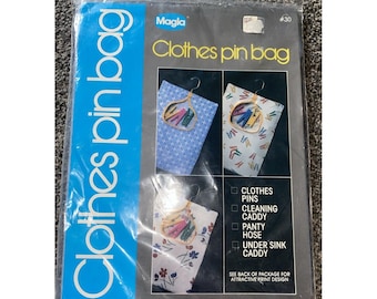 NOS Vintage Magla Hanging Clothes Pin Bag slides on clothes line 1989 New