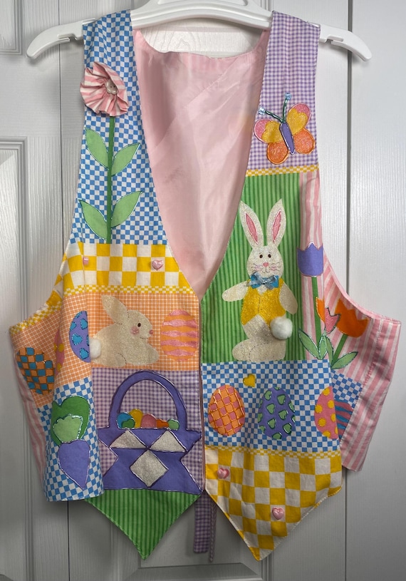 Handmade Easter Patchwork Appliqué Vest - image 1