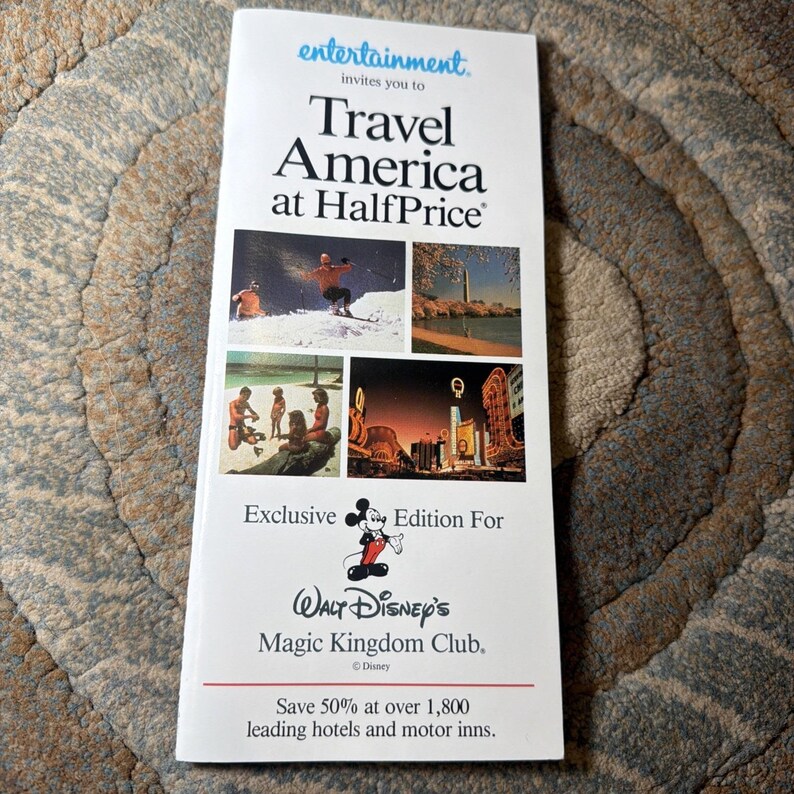 Vintage Walt Disney Magic Kingdom Club Tote Bag 1987 Mickey Mouse Luggage Tag zdjęcie 6