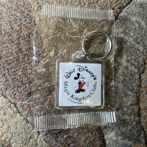 Vintage Walt Disney Magic Kingdom Club Tote Bag 1987 Mickey Mouse Luggage Tag zdjęcie 4