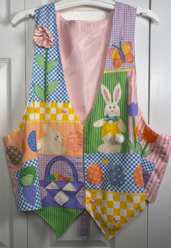 Handmade Easter Patchwork Appliqué Vest - image 2