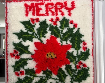 Decoración de pared con gancho de pestillo de flor de Pascua de Feliz Navidad para colgar