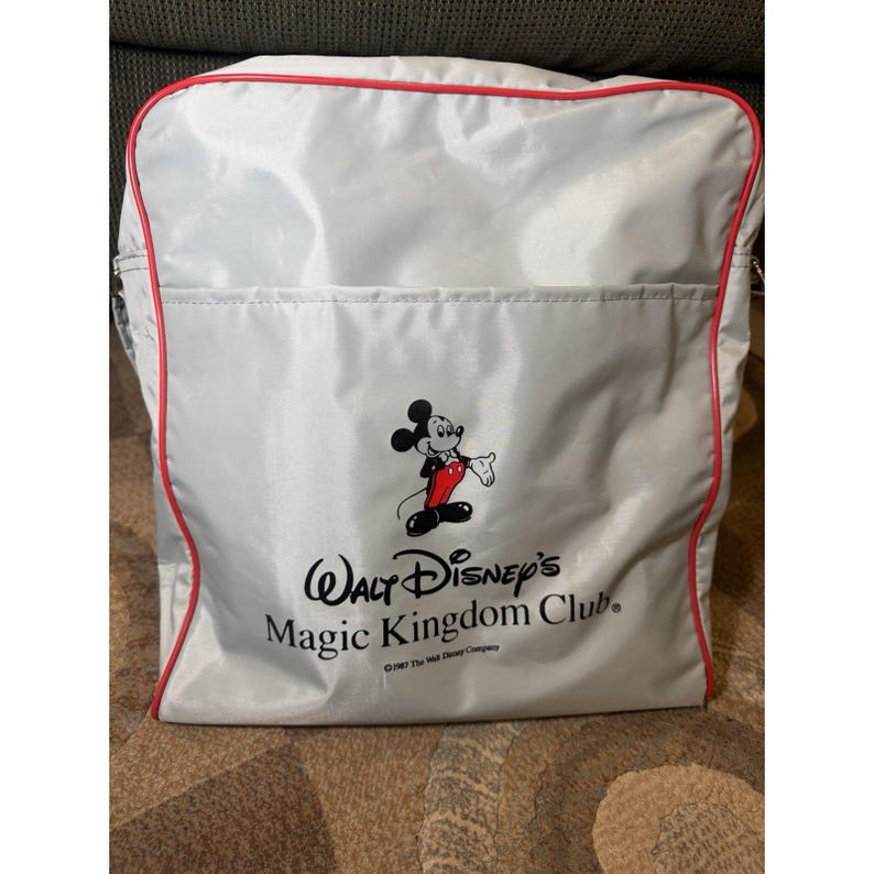 Vintage Walt Disney Magic Kingdom Club Tote Bag 1987 Mickey Mouse Luggage Tag zdjęcie 8