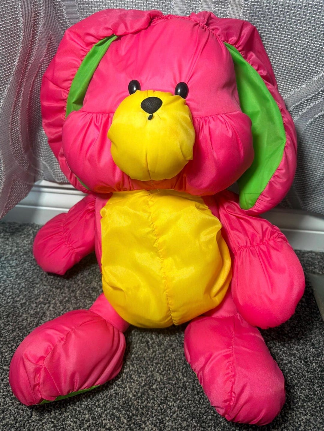 TL Toys Nylon Rabbit Bunny Plush Pink Yellow Parachute Stuffed Animal ...