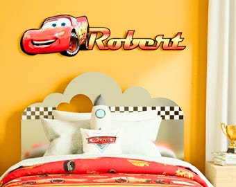 Disney Lightning McQueen Kids Wall Decor - Cars Theme Wooden Art for Boys Room