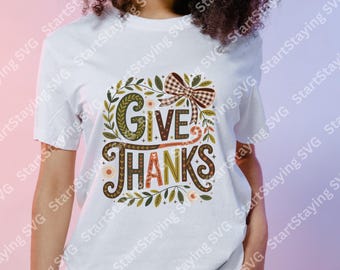 Give Thanks Thanksgiving T-Shirt, Tote Bag & Mug Set
