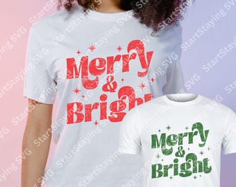 Merry & Bright Christmas SVG | Holiday Cricut, Silhouette (Digital Design)