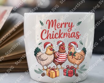 Merry Christmas Chickmas T-Shirt, Tote Bag & Mug, Festive Holiday Set
