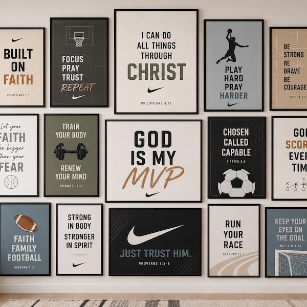 Christian Sports Wall Art | Faith Bible Verse Prints (Digital Download)