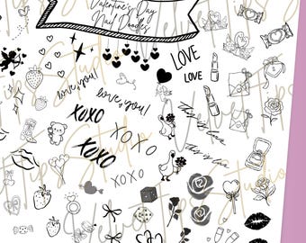 Plantilla de arte de uñas - Garabatos - Descarga digital - Imprimible - Hoja de práctica