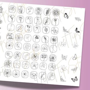 Flower Nail Art Template - Digital Product - Printable