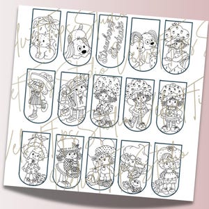 Strawberry Cartoon Nail Art Template - Digital Product - Printable - Valentine's Day