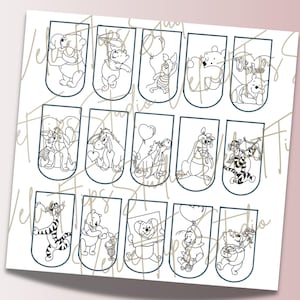 Pooh Bear Nail Art Template - Digital Product - Printable - Nail Stencils - Valentine's Day