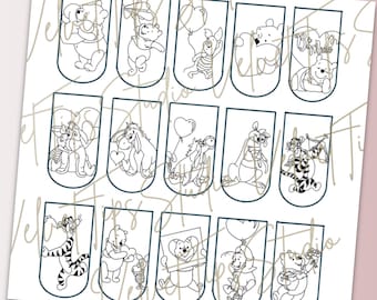 Pooh Bear Nail Art-sjabloon - Digitaal product - Afdrukbaar - Nagelsjablonen - Valentijnsdag