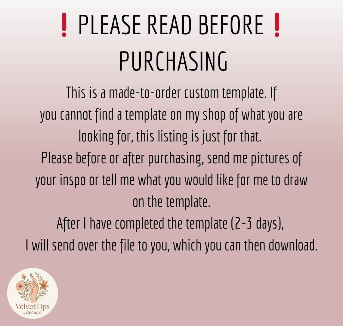 Custom Nail Drawing Custom Nail Art Template - Digital File - Download - Made to Order - Etsy