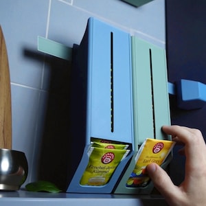Distributeur de sachets de thé – Impression 3D, version murale ou à poser, design moderne, personnalisable