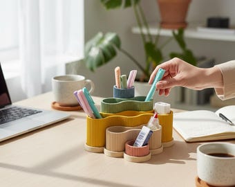 Organizador de escritorio impreso en 3D, portalápices para oficina y oficina en casa, organizador de escritorio colorido