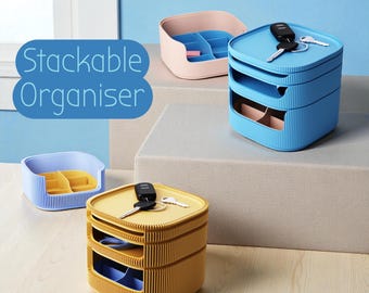 3D gedruckter stapelbarer Organizer | Stackable Organiser Type 4, Schreibtisch & Schlüssel Organizer, Box mit Einsatz 15 x 15 cm
