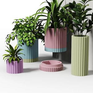 Wandpflanzer mit Rillen – 3D-gedruckter Blumentopf für Innen – Modern, zweifarbig, verschiedene Größen & Farben | HOPE3D Lab