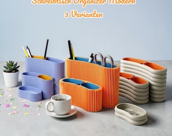 Schreibtisch Organizer Modern | 3D Druck Stiftehalter | Büro Deko | Desk Organizer minimalistisch | Stifthalter Blau | Büro Zubehör