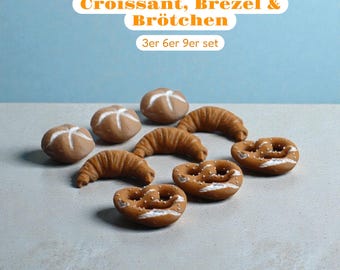 Baked Goods Fridge Magnet Set – Croissant, Pretzel & Rolls – 3D Printed Kitchen Decor