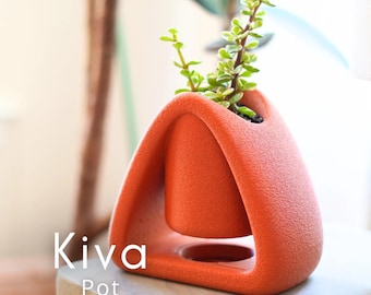 Kiva Pot – 3D printed designer flower pot with drip tray, modern indoor plant pot for succulents