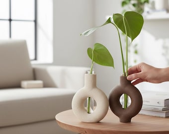 RINGIA Stecklingsvase | Plant Propagation Vase mit Glasröhrchen, moderne Ring Vase, 3D gedruckte Deko für Pflanzenvermehrung