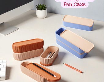 Stacking Slide Pen Case – 3D gedruckte Stiftebox mit Schiebedeckel, stapelbare Federmäppchen, Schreibtisch Organizer