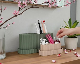 Family Bathroom Organizer – Zahnbürstenhalter & Zahnpasta-Organizer + Floss Holder, Small/Large, 3D Druck