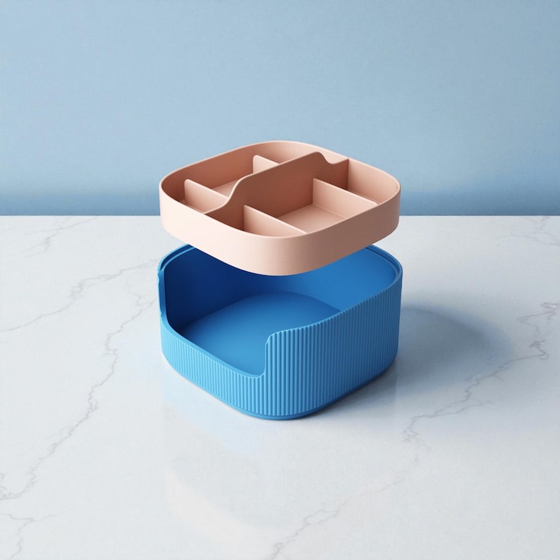 3D printed stackable organizer | Stackable Organizer Type 4, desk & key organizer, box with insert 15 x 15 cm image 9