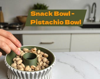 SNACCO Snack Bowl – Pistachio Bowl – 3D printed nut bowl with tray compartment, double bowl for pistachios & nuts