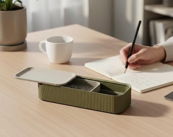 3D Printed Slide Pen Case | Pen Box with Sliding Lid, Desk Organizer for Pens & Paper Clips, Stackable Pen Storage