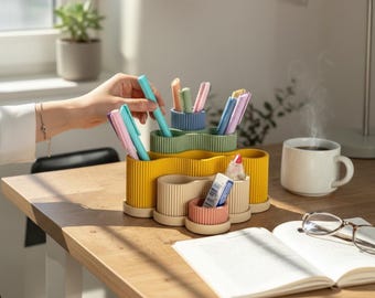 Schreibtisch Organizer Stiftehalter – Stiftebox mit Fächern für Büro & Homeoffice, Farbwahl, 3D‑Druck
