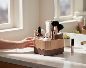 STACKSEY Cube – 3D gedruckter stapelbarer Make-up Organizer | Modularer Kosmetik Organizer für Schminktisch & Bad