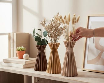SLOZENA Faltvase Set – 3D gedruckte Vasen für Trockenblumen, moderner Deko Vasen Set, skandinavische Wohn Deko, Geschenk