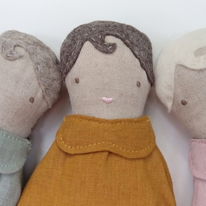 Organic Cotton Stuffed Doll - Gold, Pink, or Green Dress