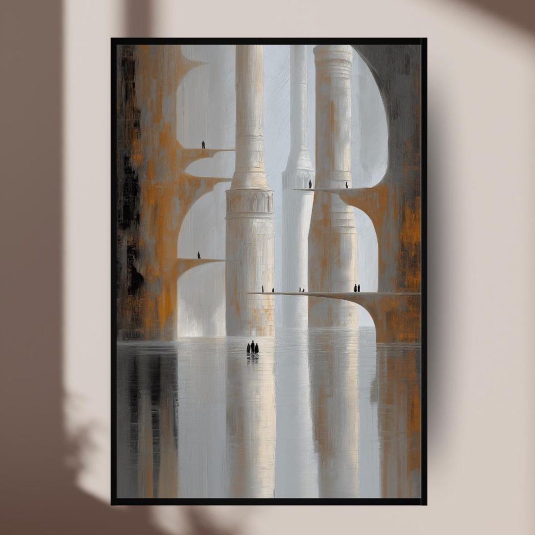 Modern City Skyline, Abstract Urban Wall Art, Neutral Tones Cityscape ...